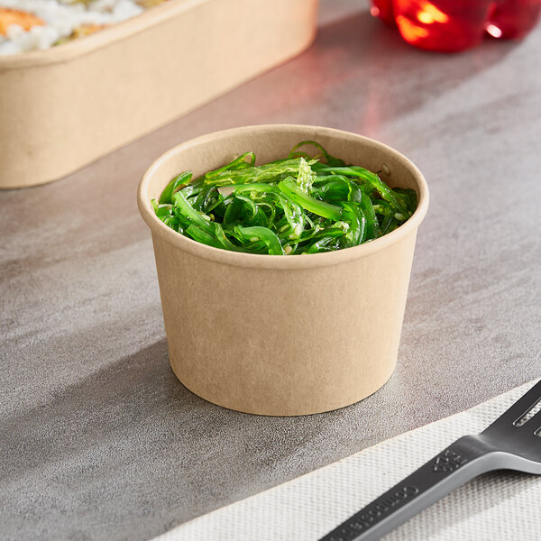 Choice 4 oz. Round Kraft PE-Lined Microwavable Take-Out Container 3" x 1 13/16" - 1,000/Case