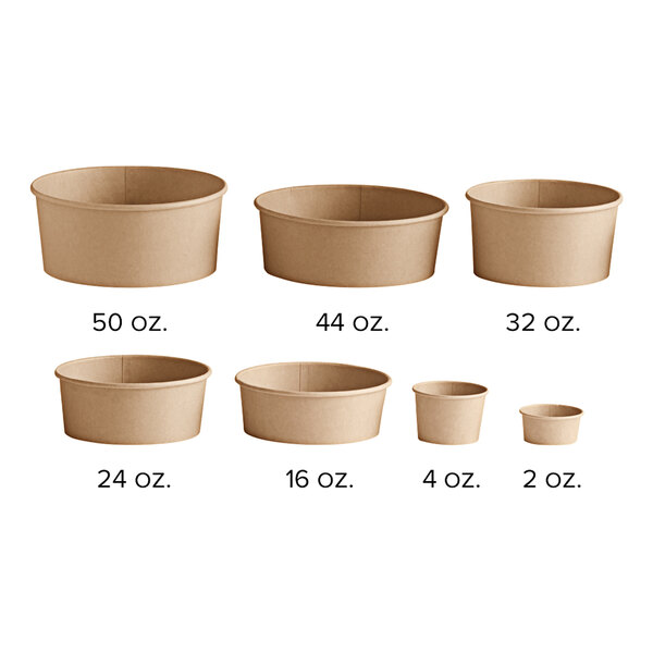 Choice 4 oz. Round Kraft PE-Lined Microwavable Take-Out Container 3" x 1 13/16" - 1,000/Case  - Image 3