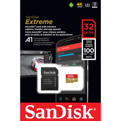 SanDisk 32GB Extreme UHS-I microSDHC Memory Card with SD Adapter  - Image 3