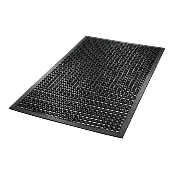 Crown SafeWalk-Light Antifatigue Drainage Mat, 36" x 60", Black