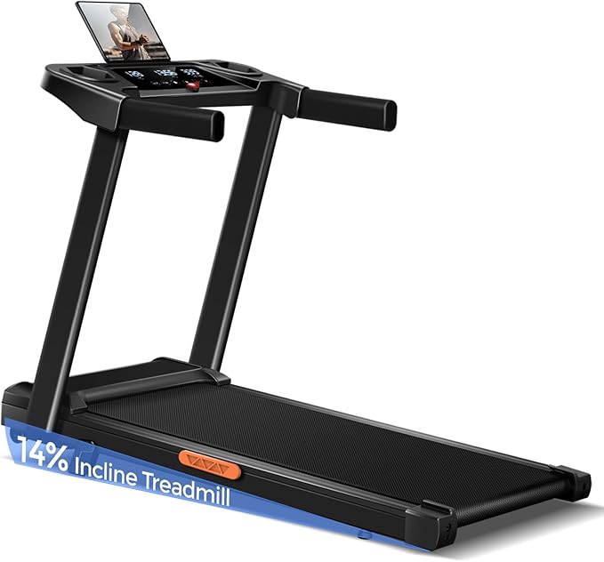 3-in-1 Treadmill with 14% Incline, Portable Treadmills for Home with Handle, Foldable Treadmills with 300 Lbs Weight Capacity, 3.0HP Quiet Walking Pad Treadmill, Three Touch Screen  - Image 5
