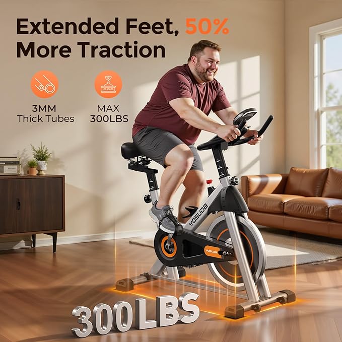 Exercise Bike, Brake Pad Stationary Bike for Home with Exclusive App, Magnetic Indoor Cycling Bike with 300 lb Weight Capacity, Low Noise, Tablet Holder and Fitness Courses for Weight Loss  - Image 4