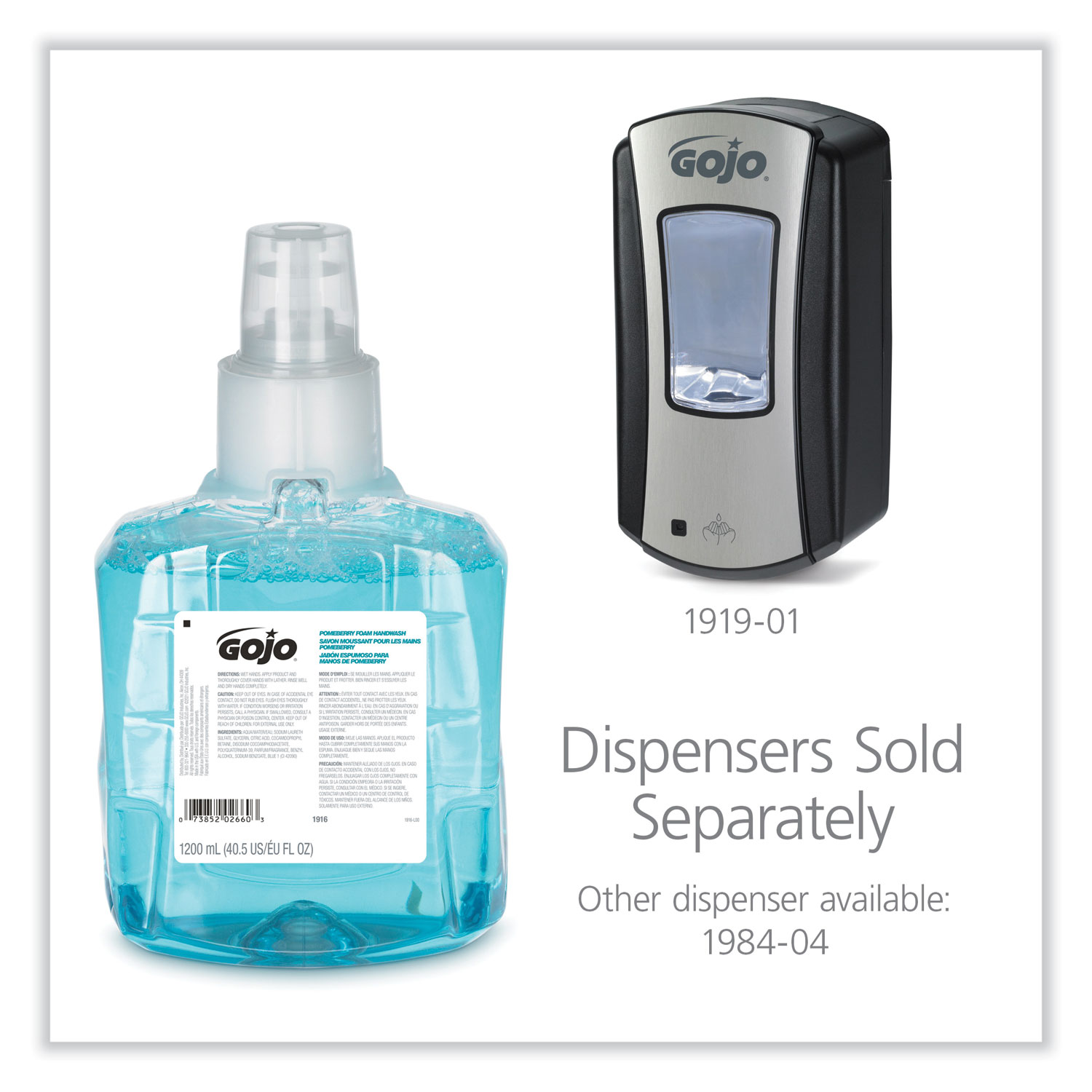 GOJO Pomeberry Foam Handwash Refill, For LTX-12 Dispenser, Pomegranate Scent, 1,200 mL, 2/Carton  - Image 4