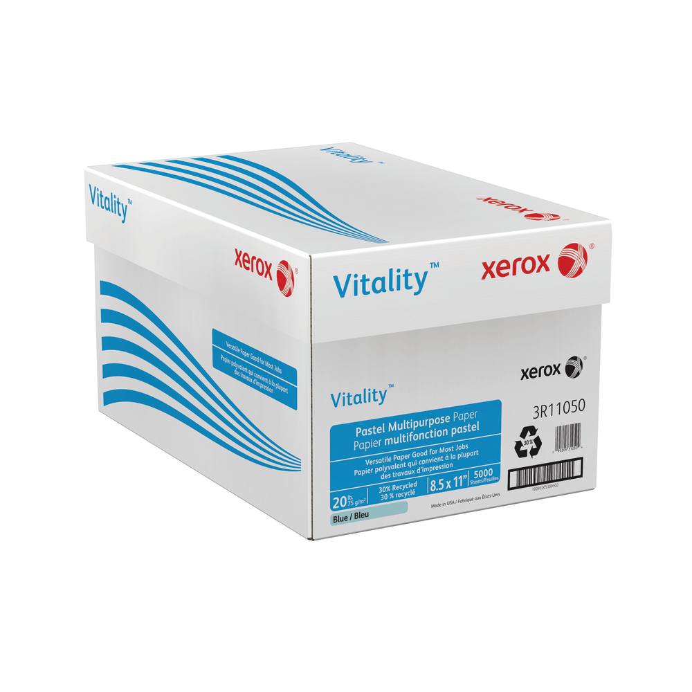 Xerox Vitality Pastel Color Multi-Use Printer & Copy Paper, 10 Reams, Blue, Letter Size, 5000 Sheets Per Case, 20 Lb, 30% Recycled - 3R11050-CT  - Image 4