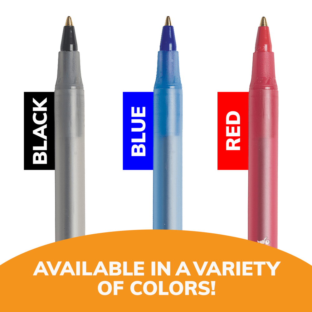BIC Round Stic Ballpoint Pens, Medium Point, 1.0 mm, Translucent Barrel, Black Ink, Pack Of 60 Pens  - Image 4
