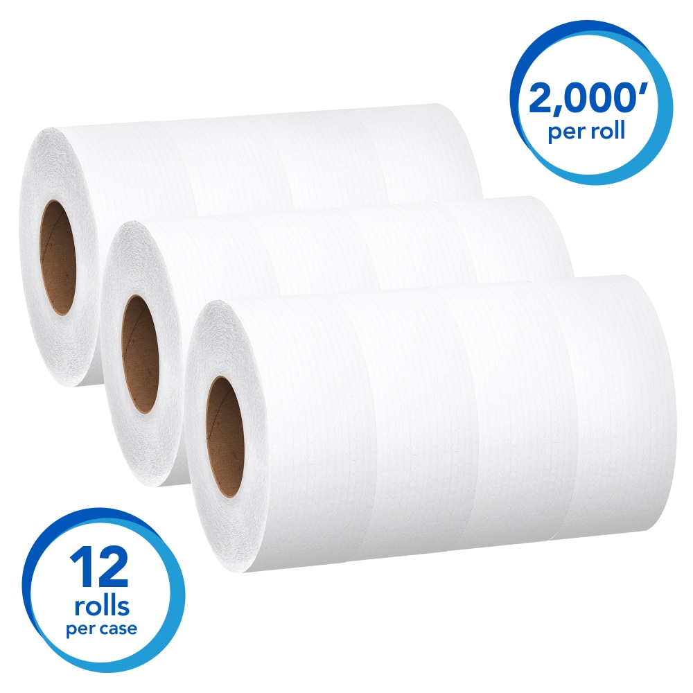 Scott JRT Jr. Jumbo 1-Ply Toilet Paper, 2000' Roll, 100% Recycled, 3,380 Sheets Per Roll, Case Of 12 Rolls  - Image 4