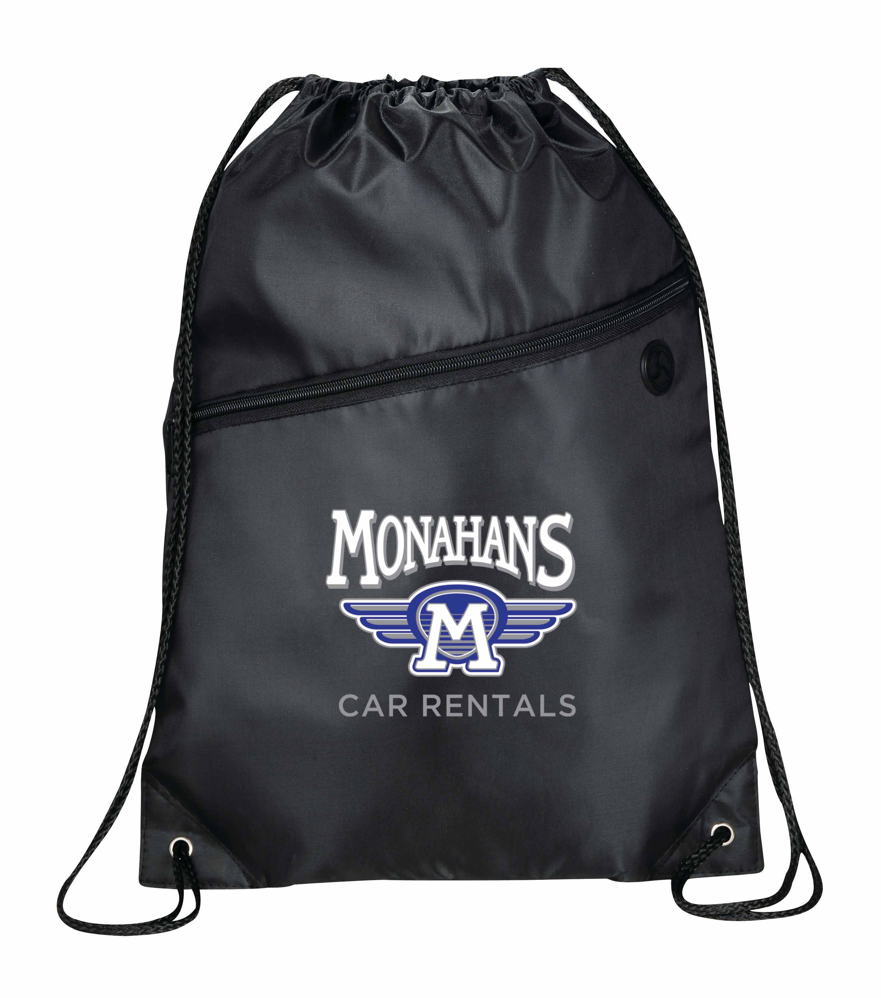 Robin Drawstring Polyester Bag with Front Zipper Pocket  - Image 4