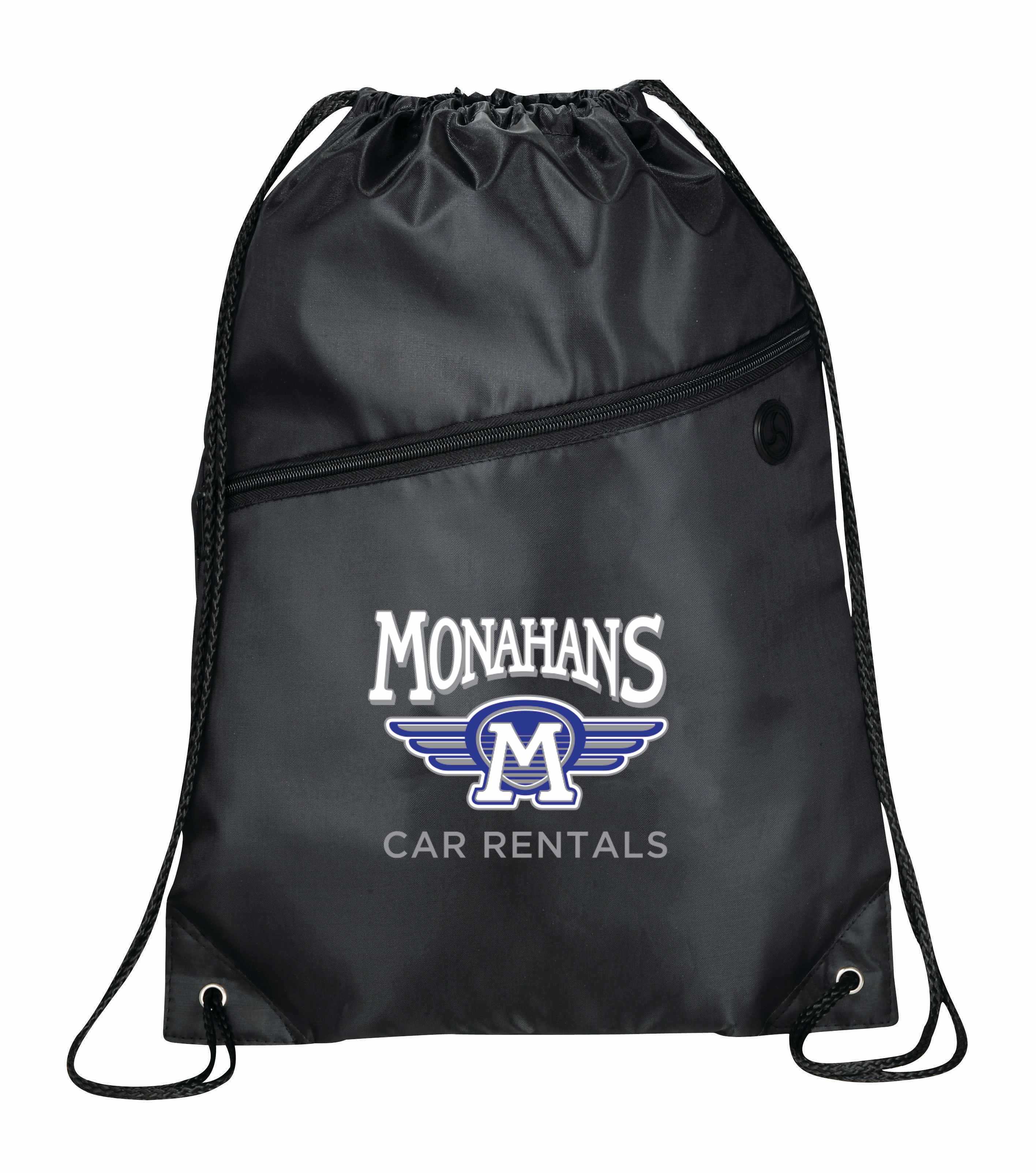 Robin Drawstring Polyester Bag with Front Zipper Pocket