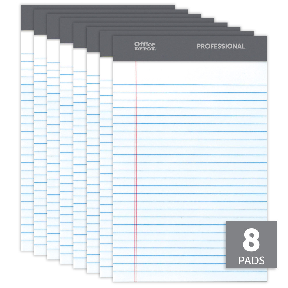 Professional Writing Pads, 5" x 8", Narrow Ruled, 50 Sheets, White, Pack Of 8  - Image 3