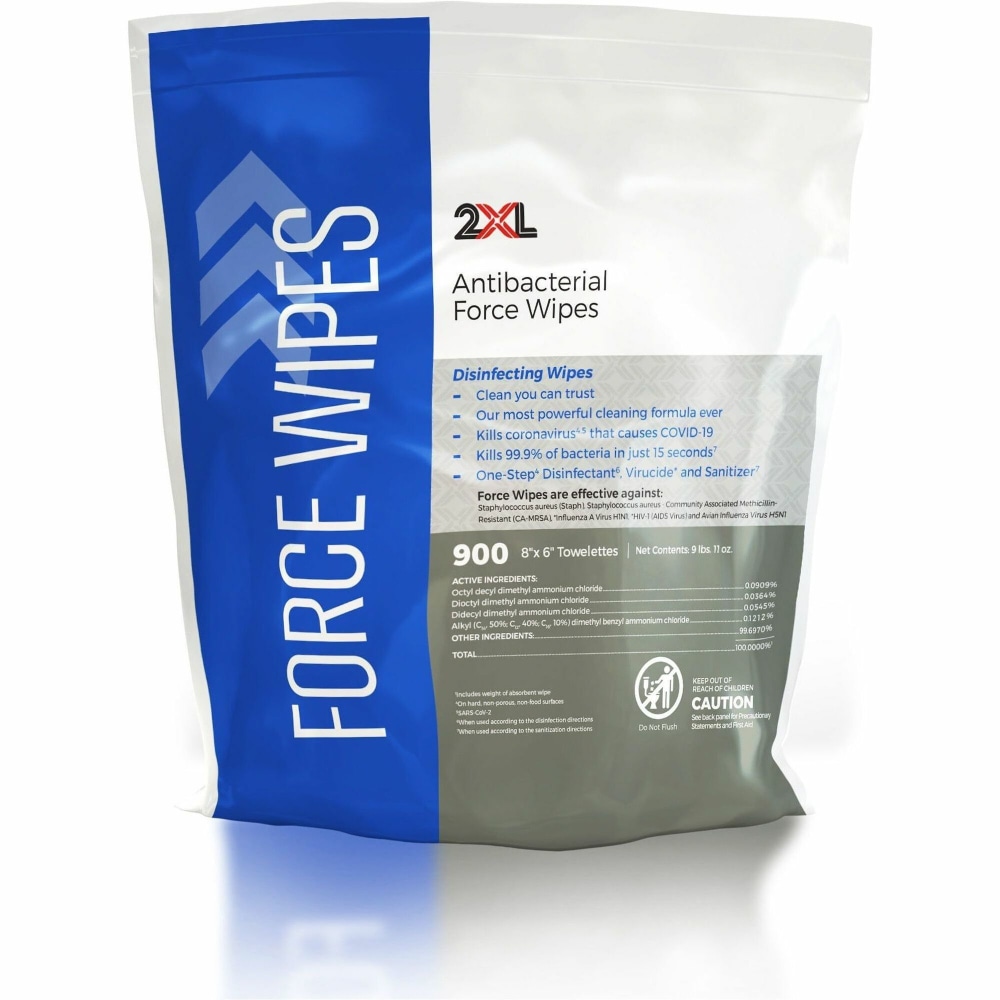 2XL Force Antibacterial Wipes Refill, 6" x 8", White, Pack Of 900  - Image 4