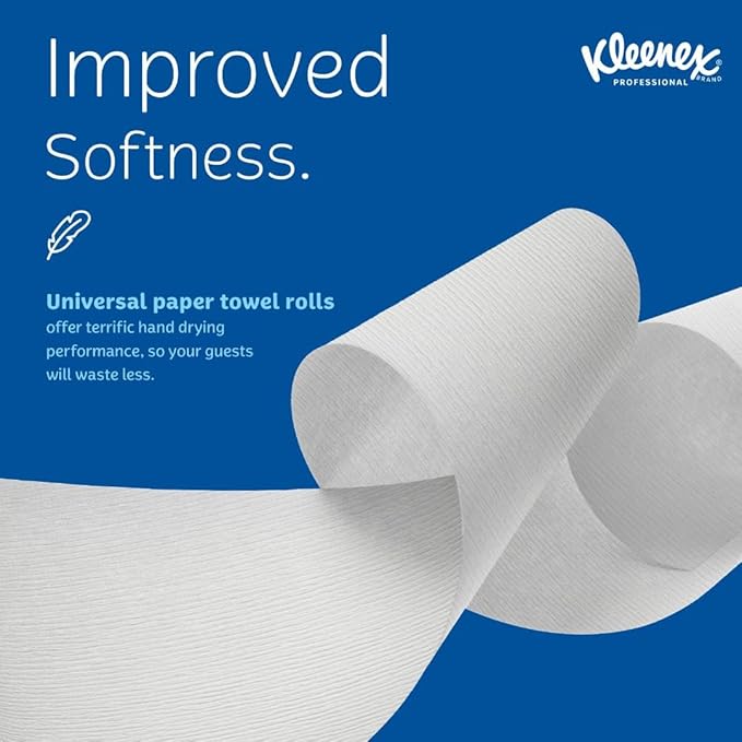 Kleenex Professional Universal Hard Roll Paper Towels, Bulk (50606), Hardwound 1.75' Core, Premium Absorbency Pockets, White (6 Rolls at 600' Each, 3,600'/Case)