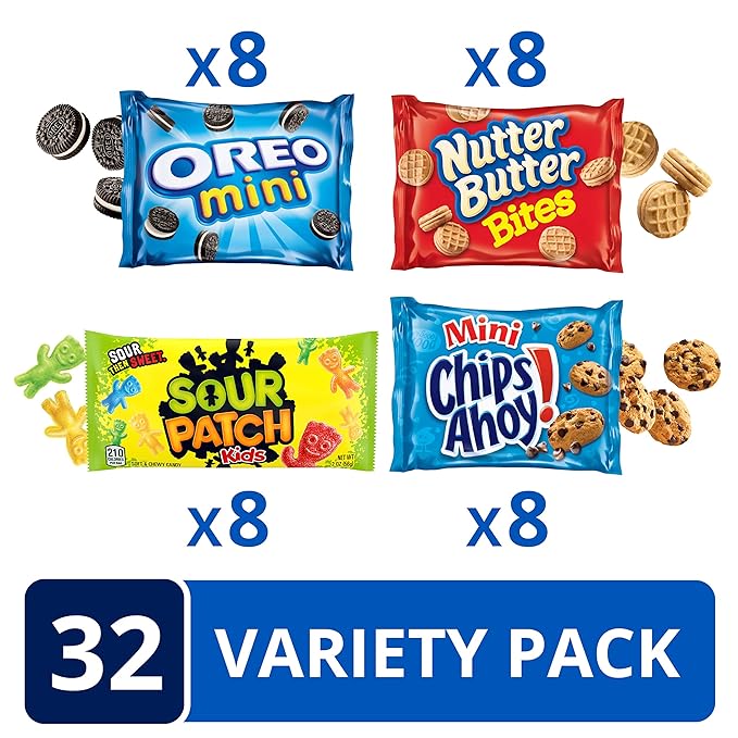 OREO Mini Cookies, CHIPS AHOY! Mini Cookies, SOUR PATCH KIDS Candy & Nutter Butter Bites & Candy Variety Pack, 32 Snack Packs  - Image 4