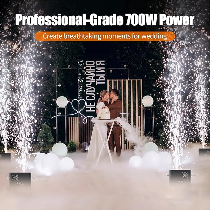 700W 2PCS Cold Spark Machine 6-19ft Adjustable Height with Remote DMX Control Stage Machine for DJ Party Stage Indoor Outdoor Disco Wedding Show Event  - Image 4