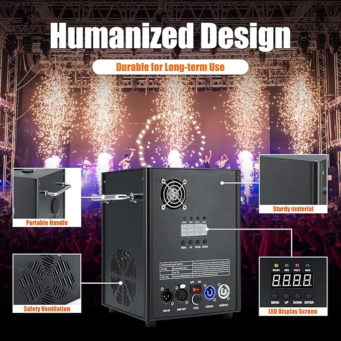 700W 2PCS Cold Spark Machine 6-19ft Adjustable Height with Remote DMX Control Stage Machine for DJ Party Stage Indoor Outdoor Disco Wedding Show Event  - Image 5