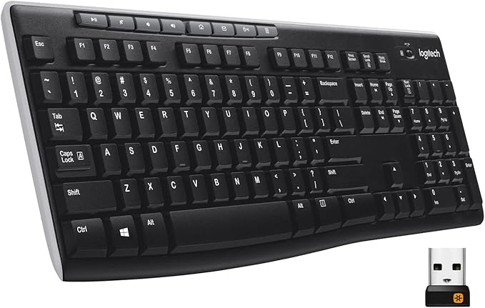 Logitech K270 Wireless Keyboard for Windows, 2.4 GHz Wireless, Full-Size, Number Pad, 8 Multimedia Keys, 2-Year Battery Life, Compatible with PC, Laptop, Black  - Image 6