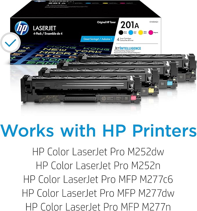 HP 201A Black, Cyan, Magenta, Yellow Toner Cartridges for HP Printers (4-pack) | Works with Color LaserJet Pro M252; Color LaserJet Pro MFP M277 Series | CF400AQ1  - Image 3
