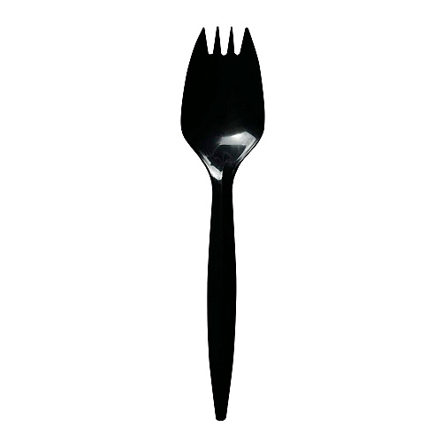  Mediumweight Polypropylene Cutlery, Spork, Black, 1,000/Carton