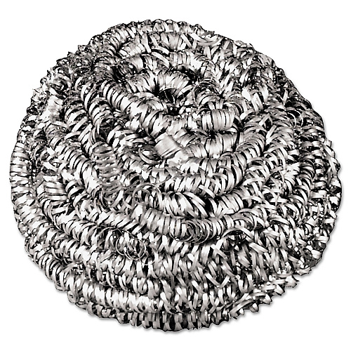  Stainless Steel Scrubber, Medium Size, Steel Gray, 72/Carton